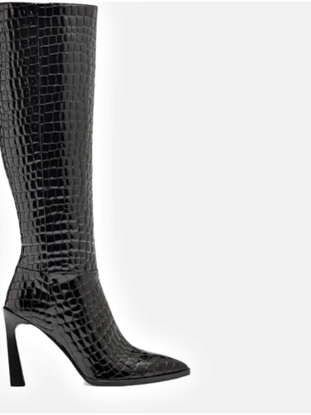 Vince Camuto Pelsna Island Boot Black Crocodile-Embossed Over-the-Knee Boots